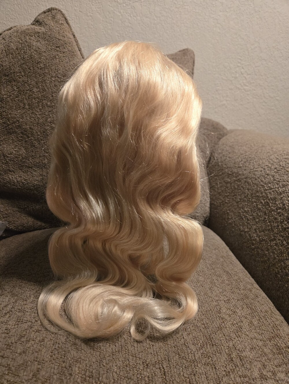 Lace Front Human Hair Wavy Wig Platinum Blonde 613 13x6 24"